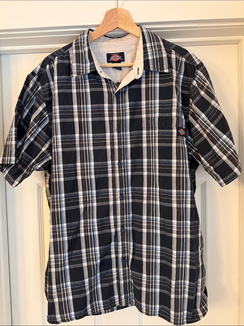 Dickies Plaid Print Relaxed Fit Short Sleeve Button Down Work Shirt Size XL